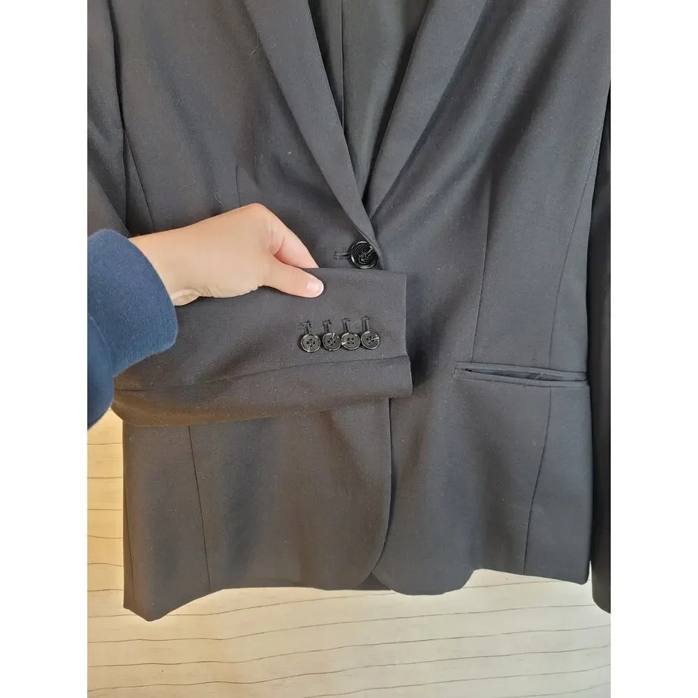 J. CREW WOOL BLEND 2 BUTTON BLAZER IN BLACK, SZ 2